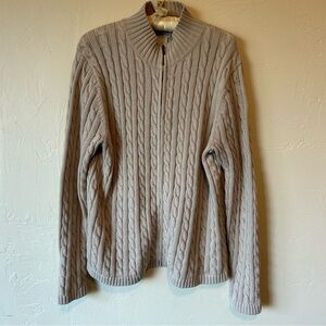 Vintage L.L Bean quarter zip cable knit cream sweater.